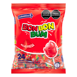Chupeta Bom Bon Bum Rojo Fresa x24uds