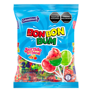 Chupeta Bom Bon Bum Surtido Tropical x24uds