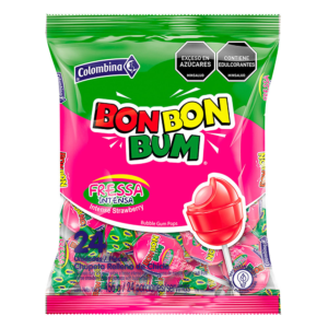 Chupeta Bom Bon Bum Fresa Intensa x24uds