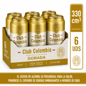 Cerveza Club Colombia Dorada Lata 330cm3 x6u