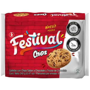 Galleta Festival Chips Y Trozos De Chocolate x6uni