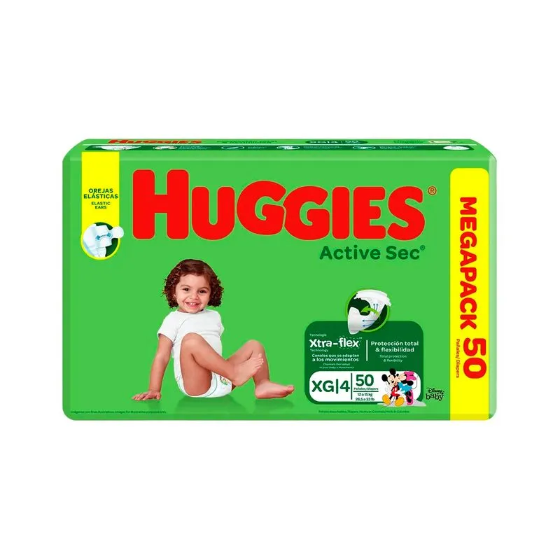 Pañal Huggies Active Sec Etapa 4 x50uds