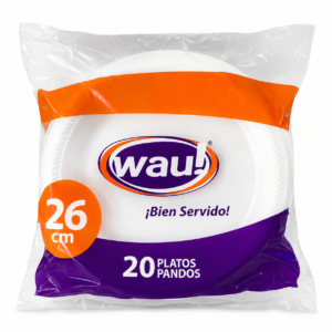Plato Desechable Pando Wau! 26cm x20uds