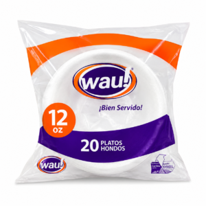 Plato Desechable Hondo Wau! 12onz x20uds