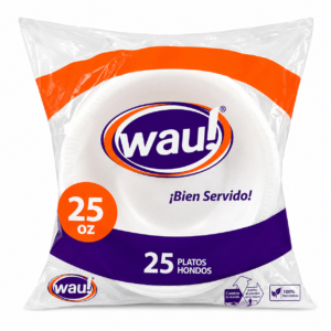 Plato Desechable Hondo Wau! 25onz x20uds