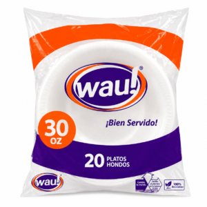 Plato Desechable Hondo Wau! 30onz x20uds