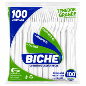 Tenedor Desechable Biche Grande x100uds