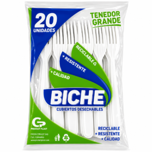 Tenedor Desechable Biche Grande x20uds