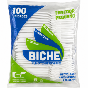 Tenedor Desechable Biche Pequeño x100uds