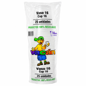 Vaso Desechable Vacan 16oz x25uds
